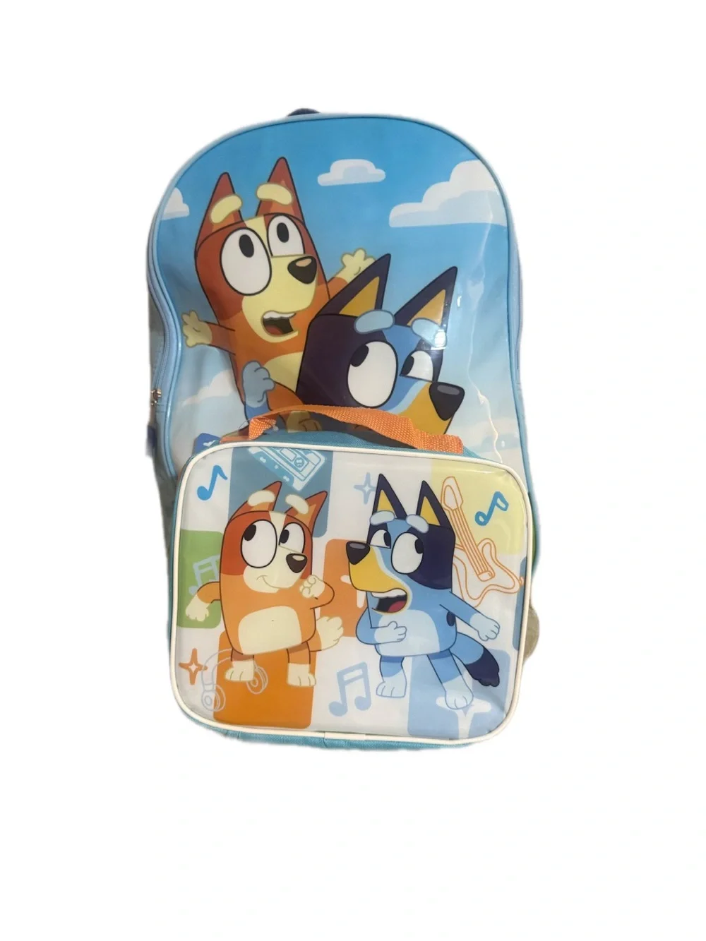 Blue Kids Backpack and Lunch Bag Set with Cartoon Characters